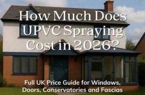 UK house with anthracite grey UPVC windows and doors illustrating UPVC spraying costs in 2026